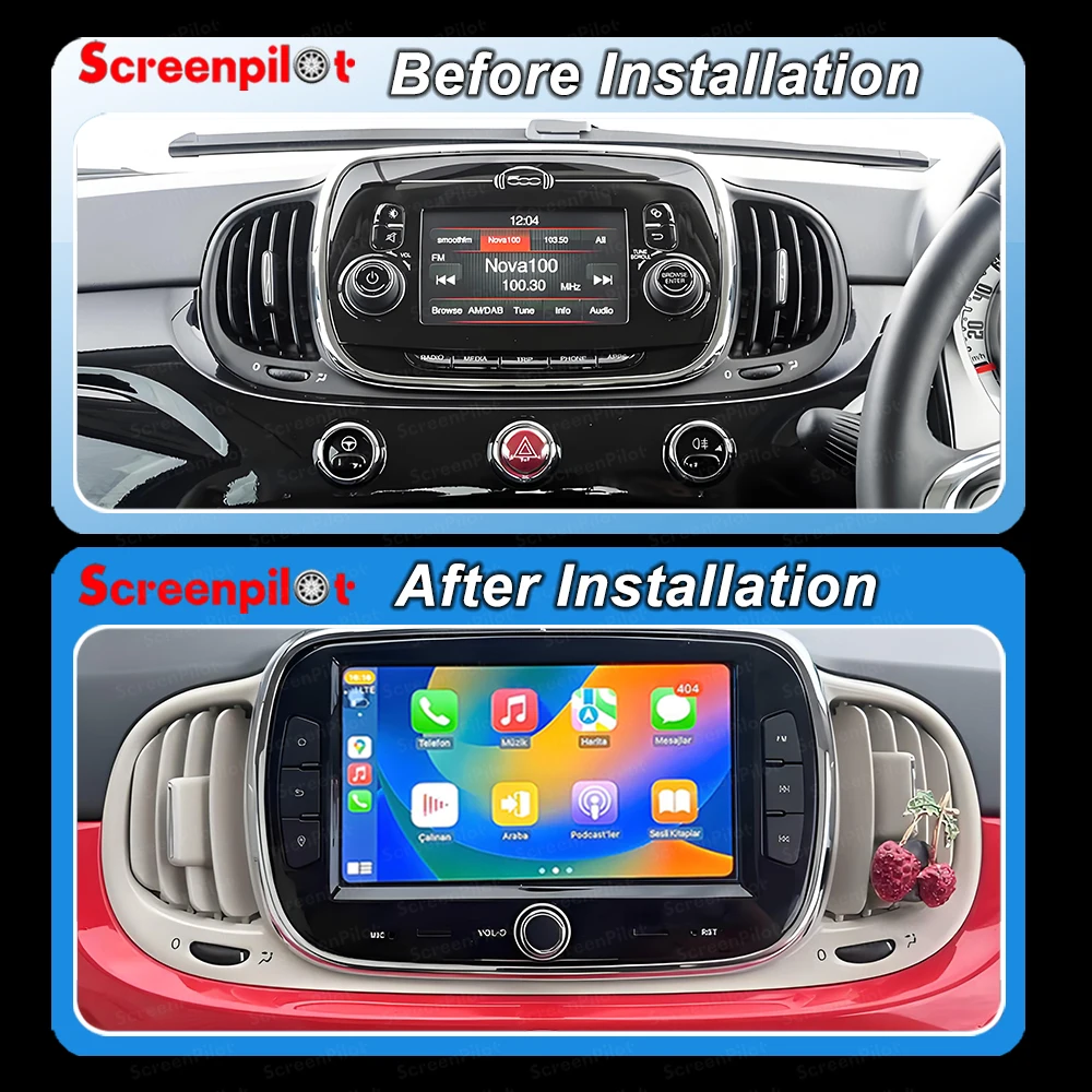 Android 16 Car 7 inch For Fiat 500 2016-2019 CAR Radio Stereo Wireless Carplay Android Auto Touch screen GPS Navigation WIFI