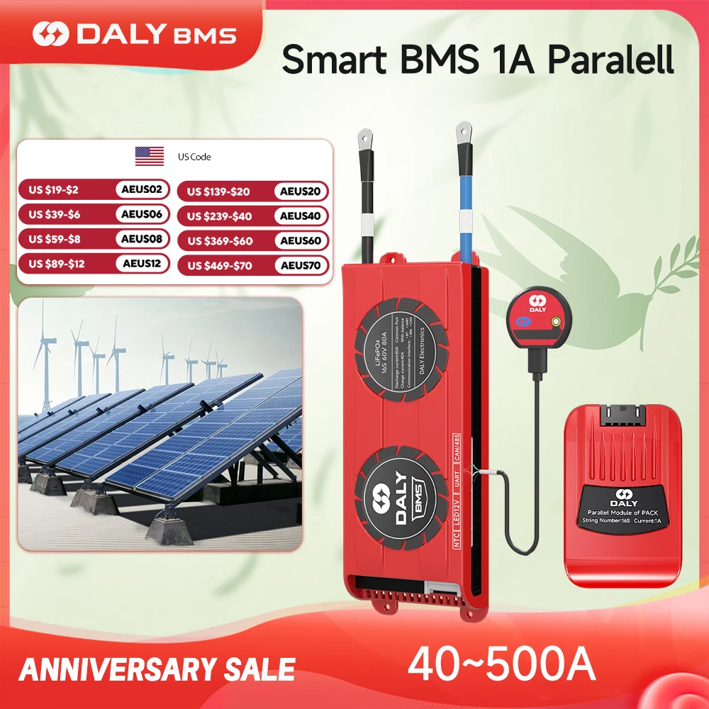 DALY Smart BMS 1A Parallel Lifepo4 4S 3S 12V met Balans w24V 36V 48V 30A ~ 500A Li-Ion 7S 8S 10S 12S 13S 14S 15S 16S