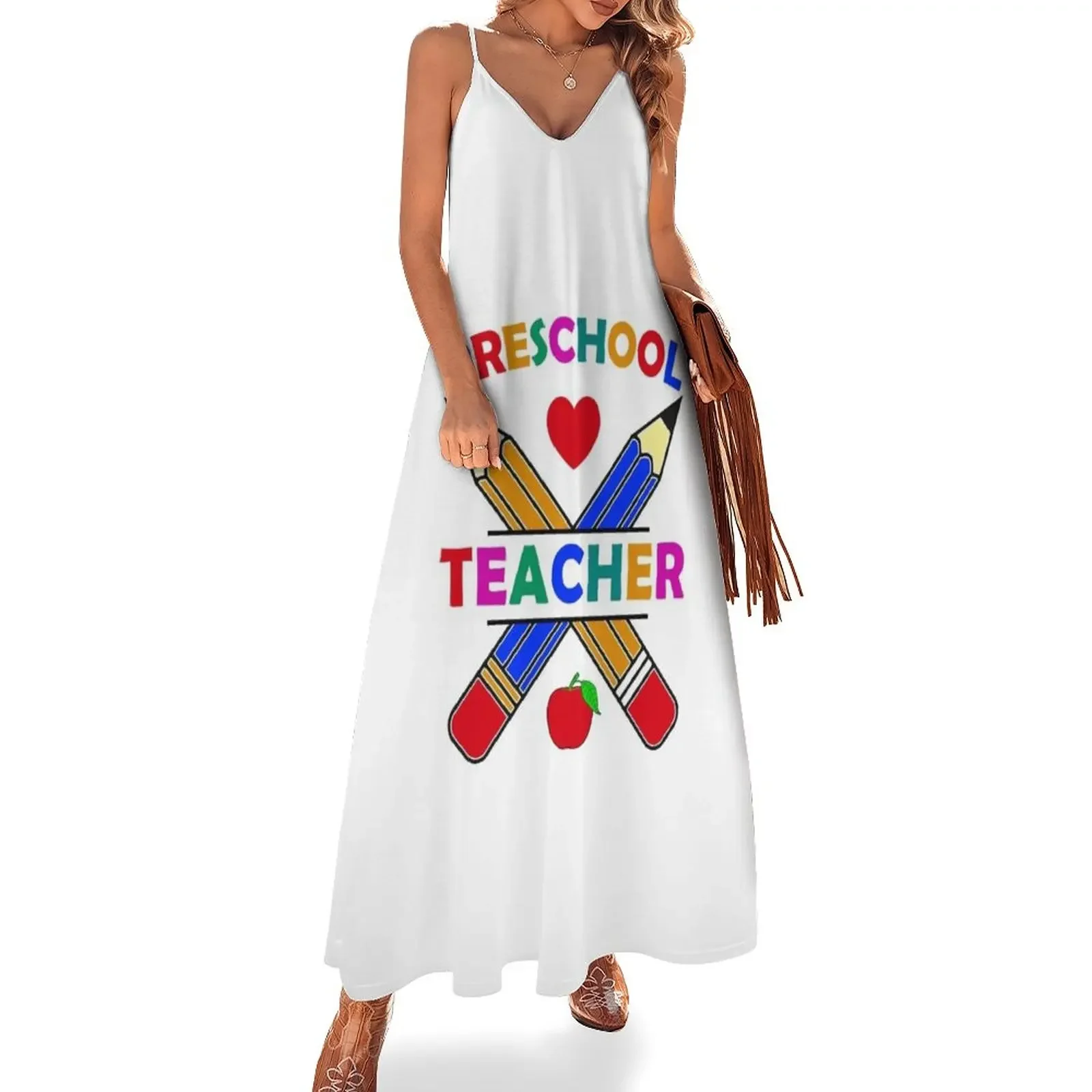 

Preschool Teacher Sleeveless Dress luxury woman evening dress dresses with long sleeves