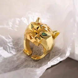 NEWBUY 2026 New Fashion Statement Big Animal Ring For Women Girl Party Jewelry Gold Color Hollow Leopard Open Ring Wholesale