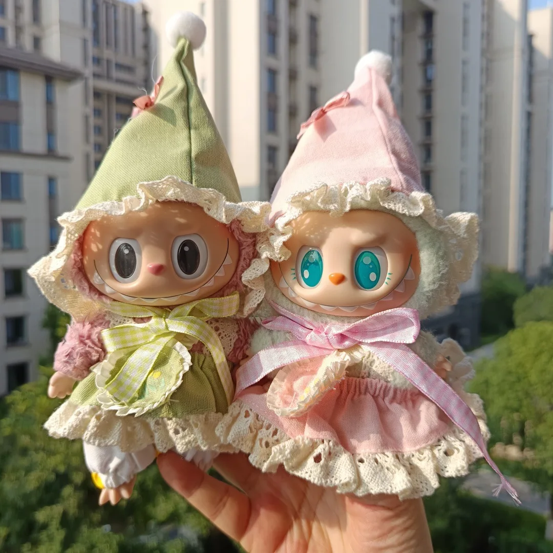 

Одежда для кукол Labubu 15/17 см Gen 1-3, зеленая, розовая юбка эльфа, комплект, подвесные аксессуары для одежды