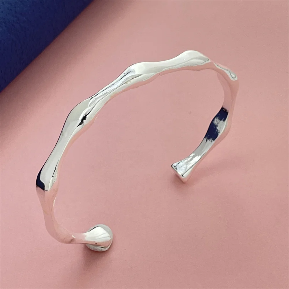 

Серебро 925, открытый бамбуковый браслет, простой и ретро, универсальный, подходит для повседневного ношения.