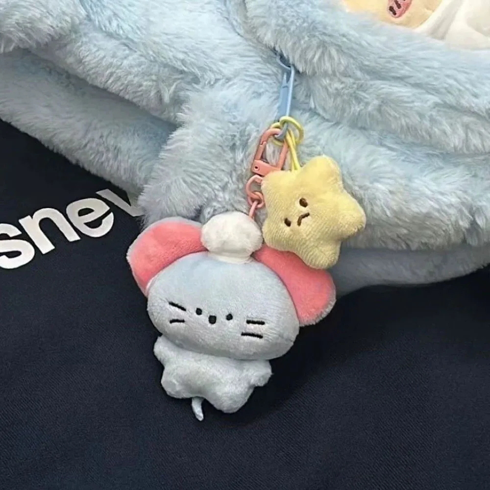Cute Gluttony Mouse Plush Pendant Keychain Soft PP Cotton Bag Charm Birthday Gift for Students Boys Girls