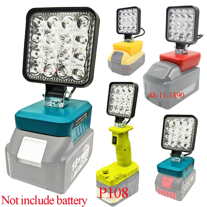 Power Tool Parts For Makita For DeWalt For Bosch For Milwaukee For Ryobi Lithium Battery Flashlight Working Light Camping Lamp