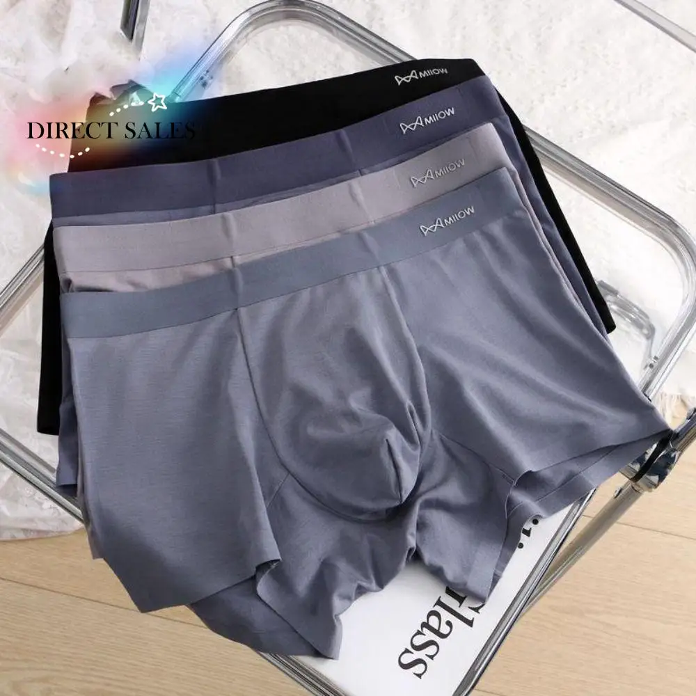 

4Pcs Comfortable Modal Men's Flat Panties Large Size Mid Waist Sporty Boxers Shorts Seamless Underpants Men's Underwear Gifts