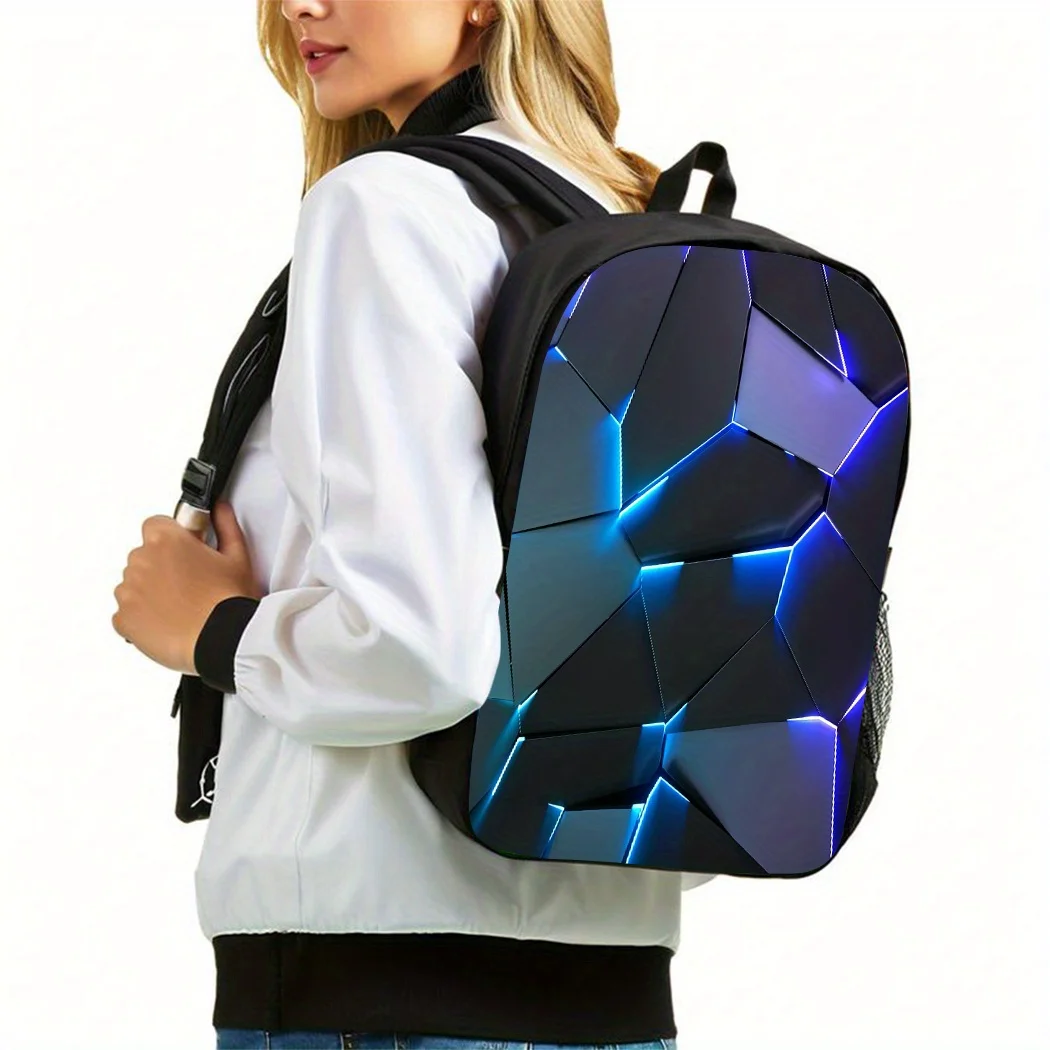 3pcs Large Capacity Oxford Cloth Backpack with Laptop Compartment, Built-In Pencil Case & Lunch Box - Lightweight School Bookbag