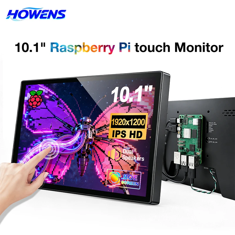 10.1 Inch IPS Touch Monitor 10-Point Touch Screen Compatible Raspberry Pi 5 4B Banana Pi Laptop Switch PS4 Portable DIY Display