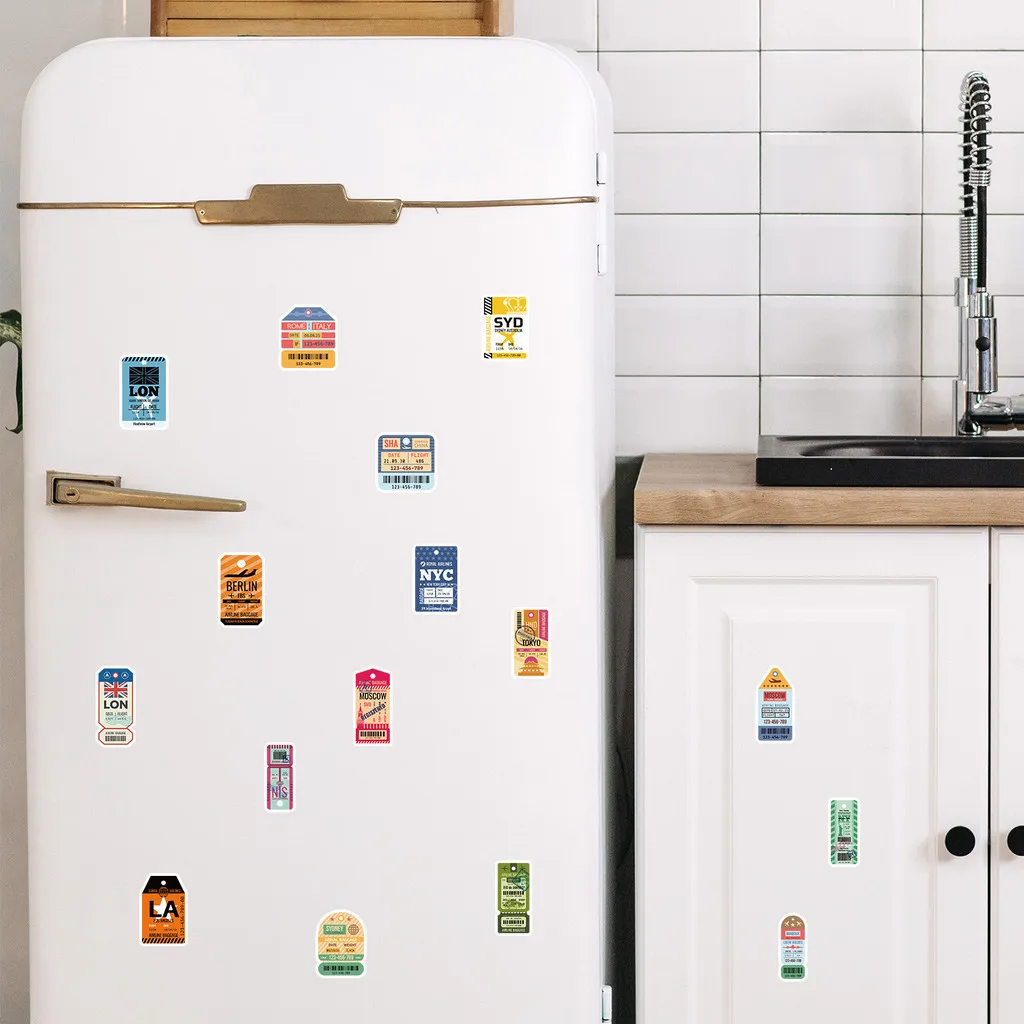 50PCS Retro Airplane Ticket Stubs Waterproof Graffiti Stickers for Helmet Bicycle Hand Account Pencil Case Decals