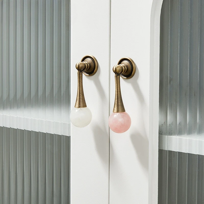 Bronze crystal wardrobe door handles modern luxurious minimalist white turquoise drawer cabinet pendant handles