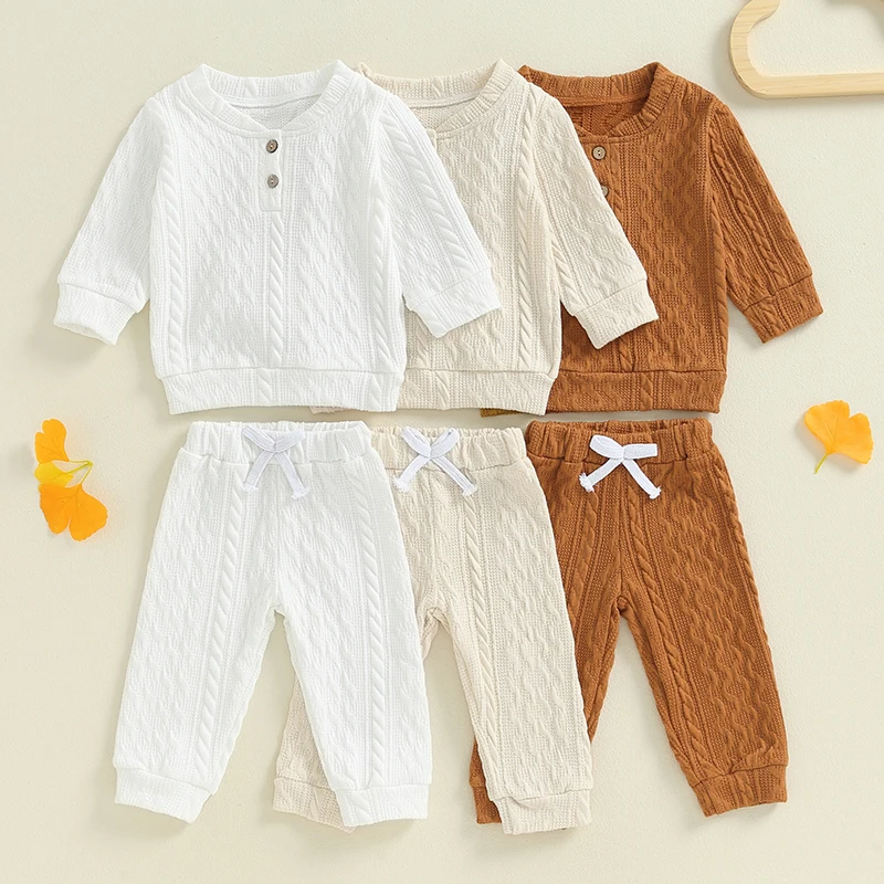 Toddler Girl Boy Autumn Clothes Baby Long Sleeve Sweater Pullover Tops Pants Set Winter 2pcs Cotton Outfits