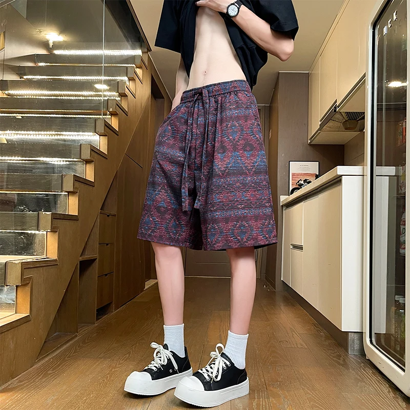 

Summer Thin Workwear Shorts Men's Trendy Brand INS Casual Straight Leg Ethnic Style Outdoor Wear Hong Kong Style Five-Point P...