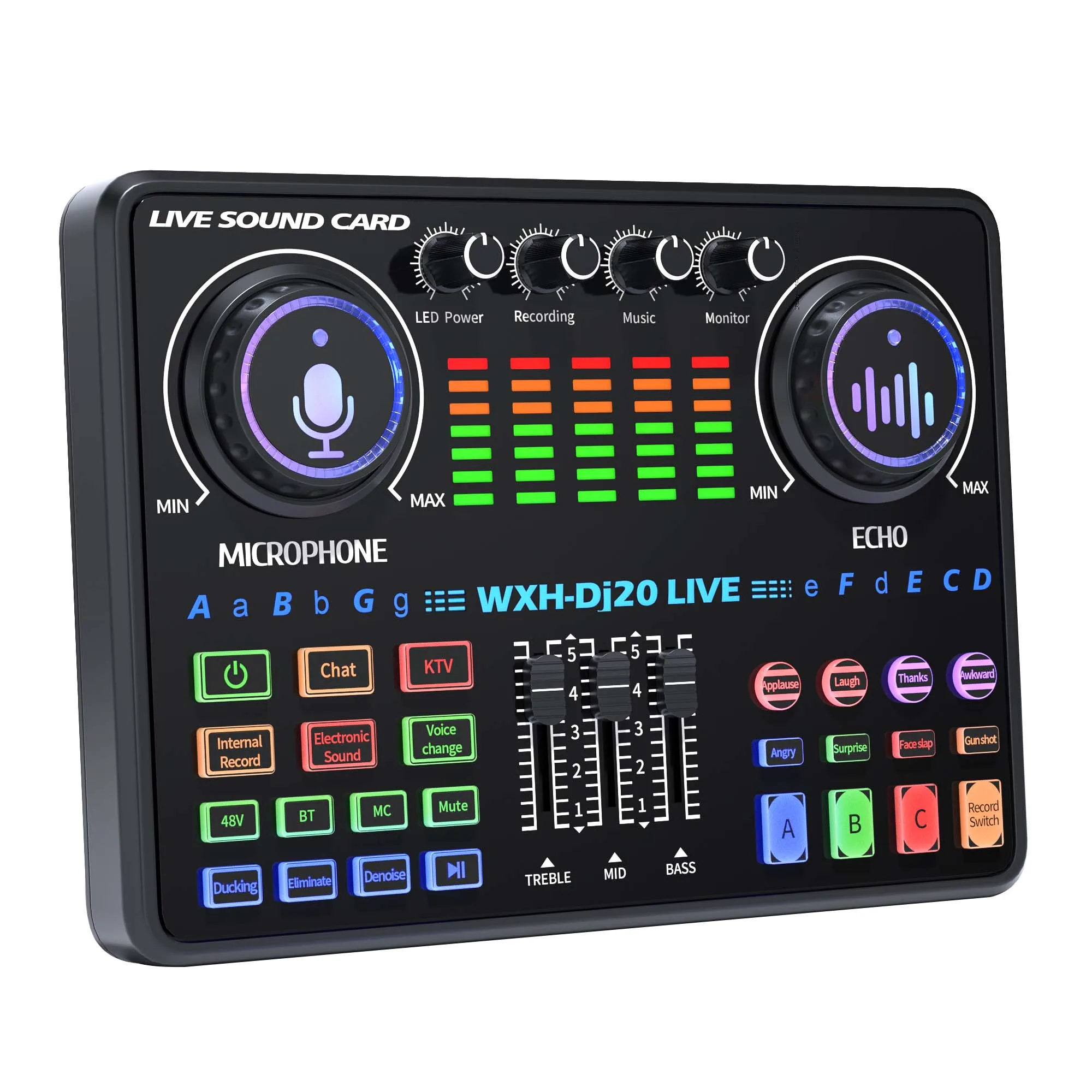 

DJ20 Live Sound Card Audio Mixer 48V Capacitive Microphone Sound Card Full Set Mobile Phone Live Streaming Karaoke Sound Card