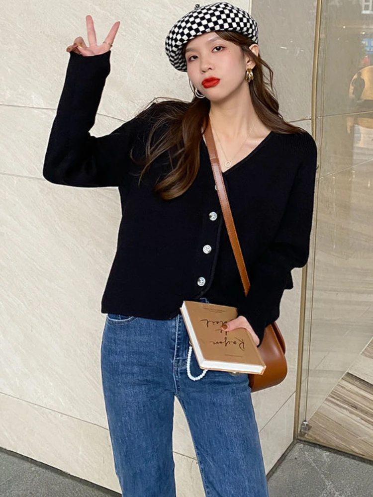 

Cardigan Women 6 Colors Elegant All-match Minimalist Pure New Casual Warm Korean Style Ladies Basic Autumn Sweater Retro Daily