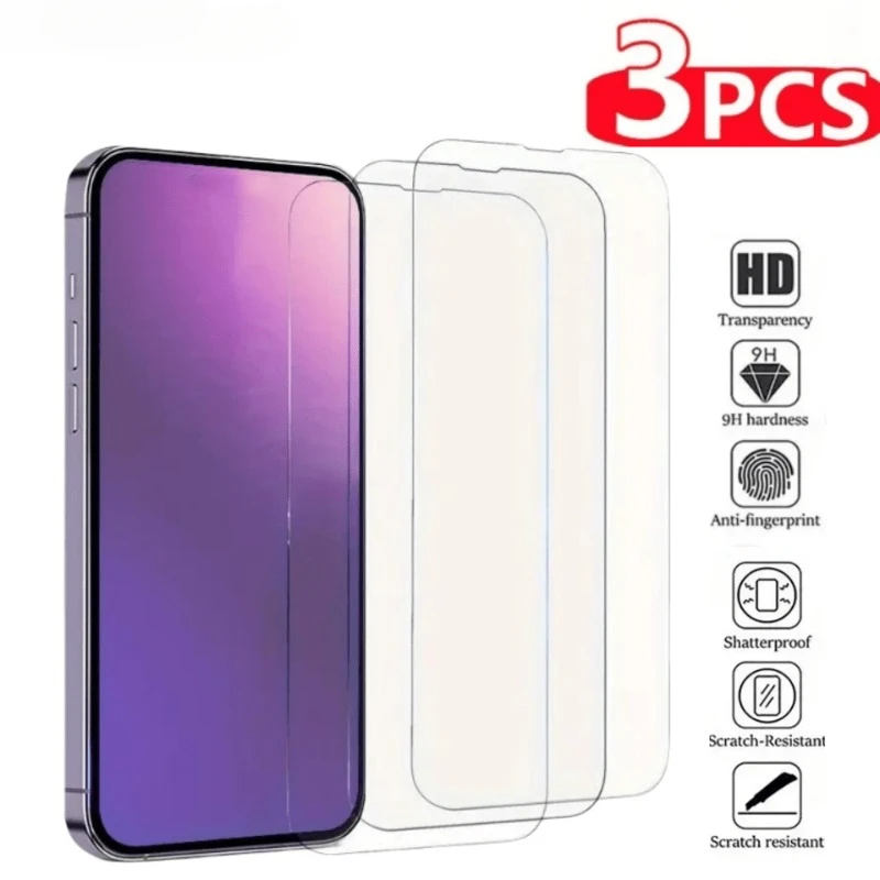 

3Packs Tempered Glass Screen Protector for iPhone 11 12 13 14 15 16 Pro Max HD Ultra Clear Anti-Scratch Anti-Fingerprint Glass