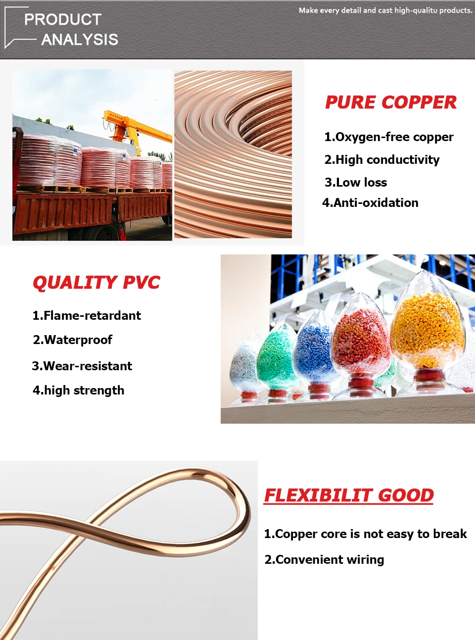 PVC 6 Farben Massives verzinntes Kupfer Elektrische Leitungen Relativ weich Einadriges Verlängerungskabel 22AWG 24AWG 26AWG 22 AWG – Detail 2