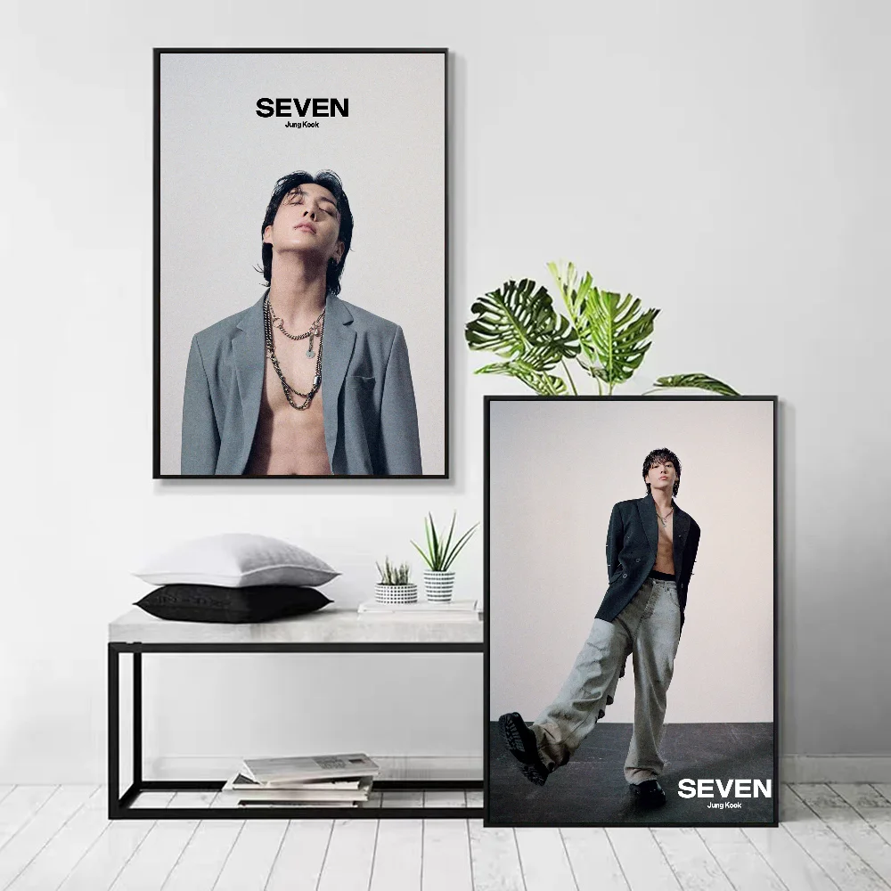 1pc Kpop Jung Kook Seven Tease Poster Self-adhesive Art Waterproof Paper Sticker Coffee House Bar Room Wall Decor