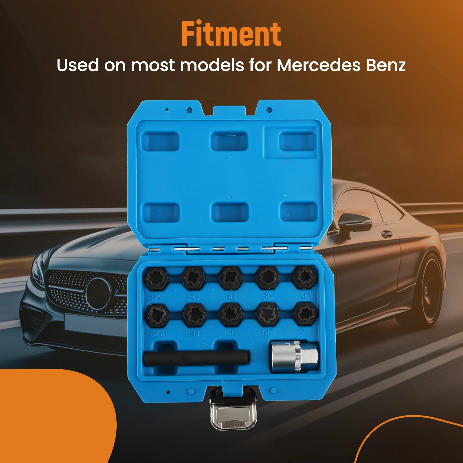 

Anti-theft Remover Tool Kit Wheel Lock Lug Nut Key Socket Kit for Mercedes Benz