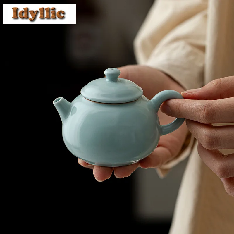

135ml Congealed Fat Cyan Imperial Concubine Teapot Luxury Tea Infuser Pot Tea Maker Kettle With Filter Puer Cha Supplies Craft