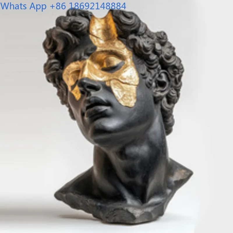 Italian Style Light Luxury Gold-Embossed Female Head Artwork Creative Living Room Wine Cabinet Decoration Resin Craft