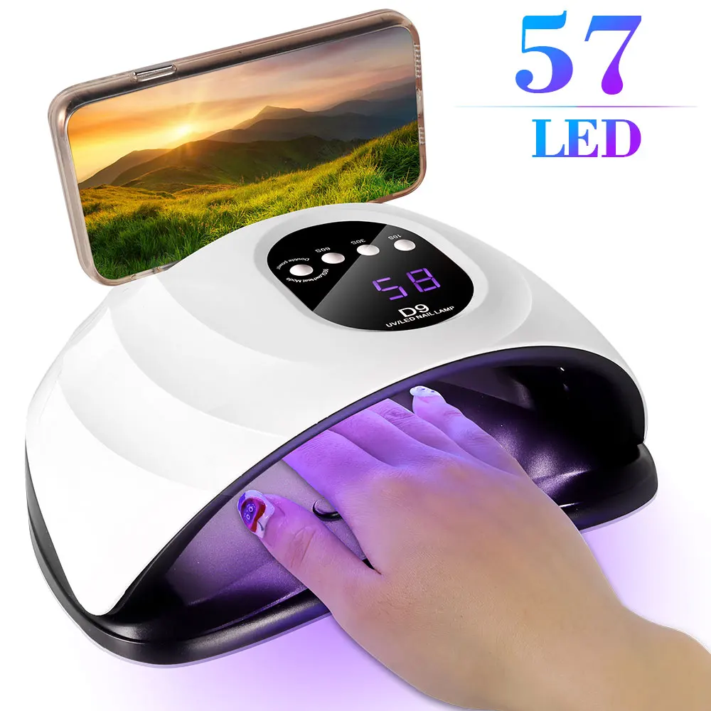 

57 UV LED Nail Art Lamp Professional Nail Drying Gel Lamp with Portable Stand Smart Sensor Nail Art Tool