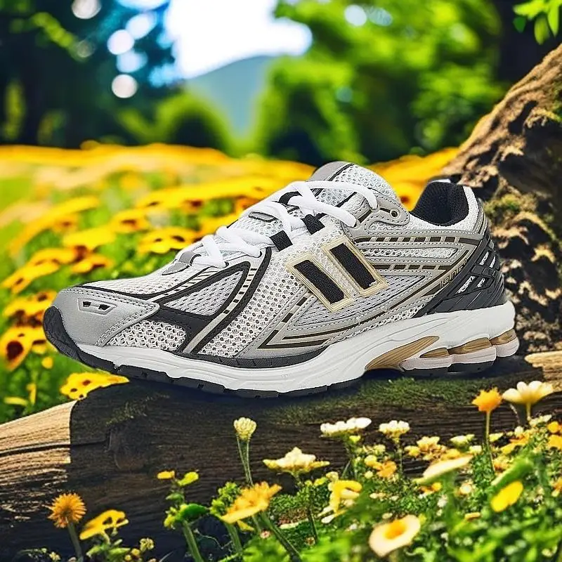 حذاء Dad للرجال ذو نعل سميك يسمح بالتهوية: 1906 للجري باللون الفضي والأبيض والأصفر، حذاء كاجوال نسائي لزيادة الارتفاع