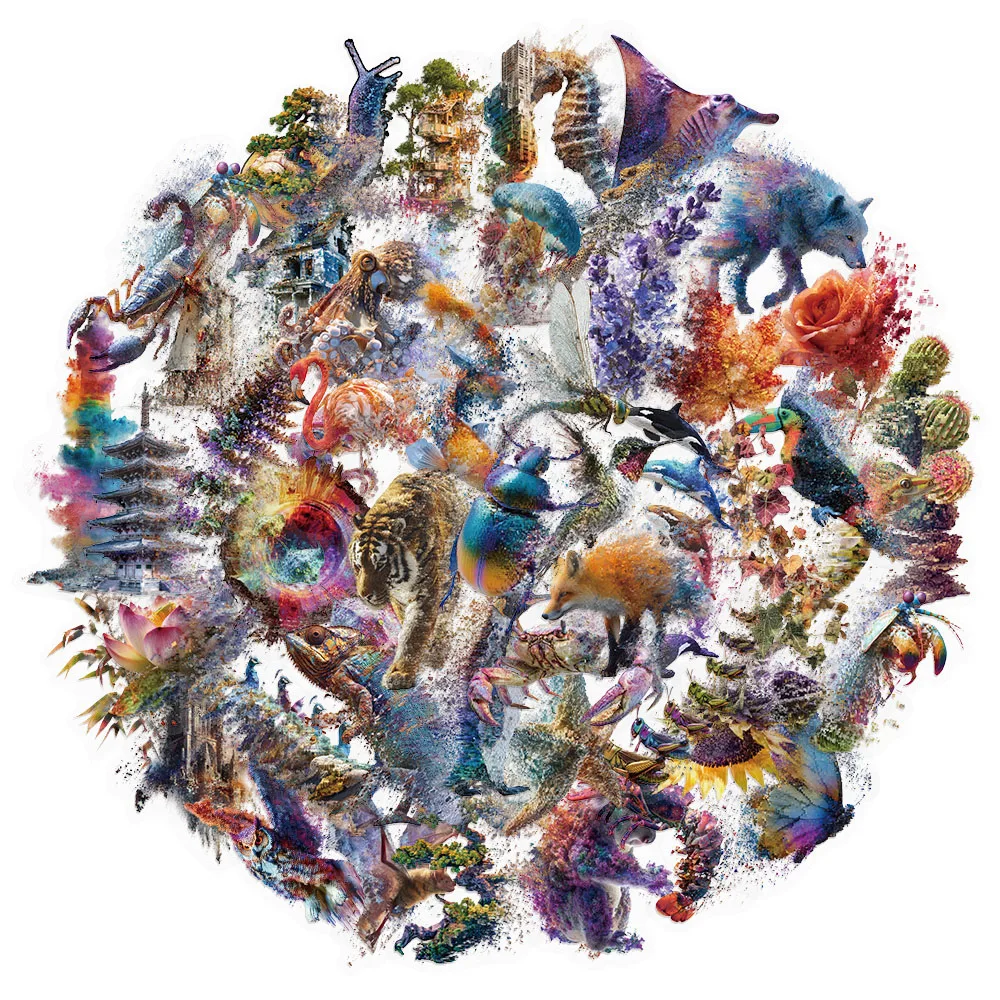 50 قطعة حركة التحول البحوث الحيوان الديكور ملصق حزمة DIY بها بنفسك سجل القصاصات اللوحي لعبة شفافة ملصقات الديكور