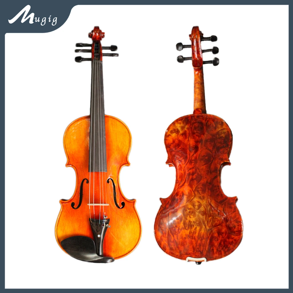 Handcraft 5 Strings 4/4 Violin Acoustic Fiddle Bird's Eye Maple Back Side Ebony Fingerboard Violino Outfit Free Bridge Bow Case