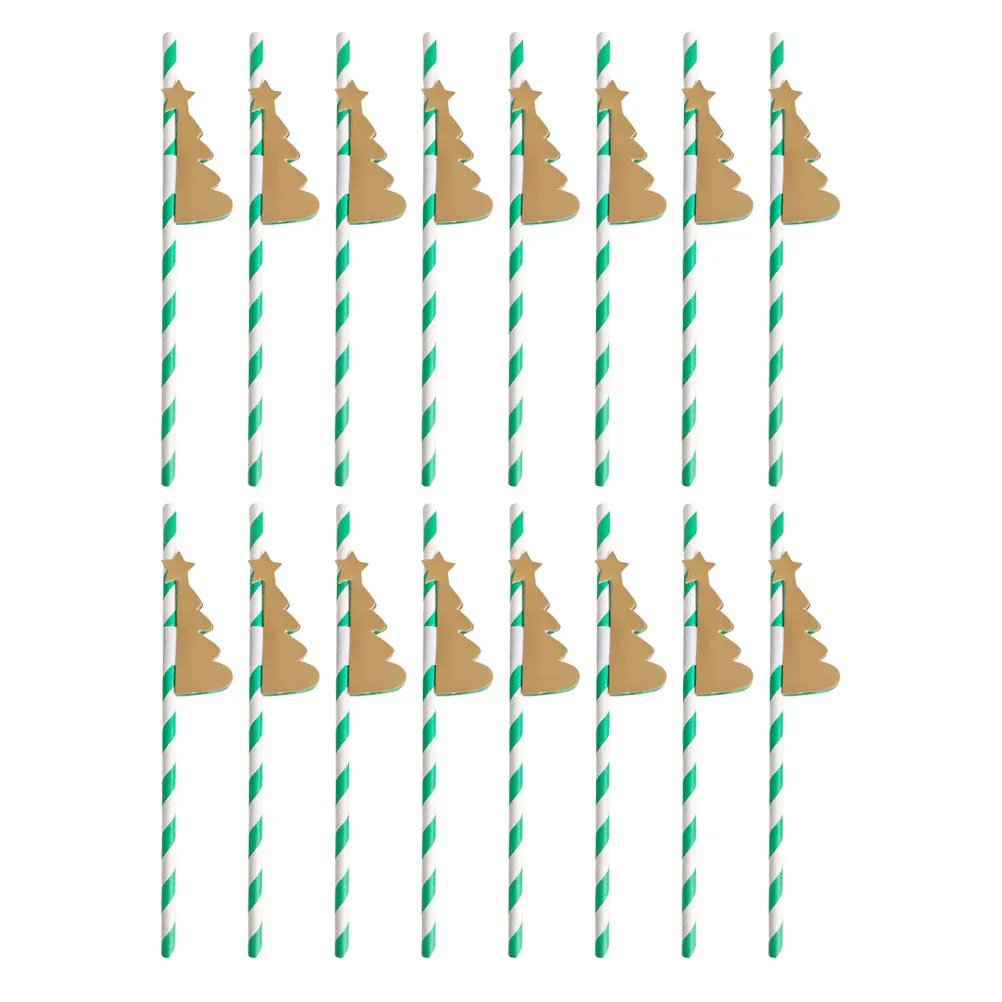 

50pcs Green Christmas Tree Honeycomb Paper Straws Disposable Cocktail Drinking Xmas Party Supplies Creative Tableware