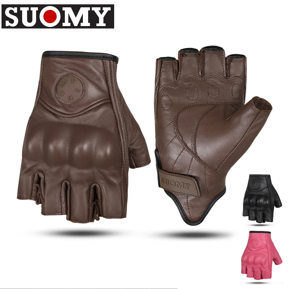 

Classic Vintage Leather Motorcycle Cycling Gloves Men Women Breathable Motocross Gloves Hard Shell Protection Motorbike Gloves