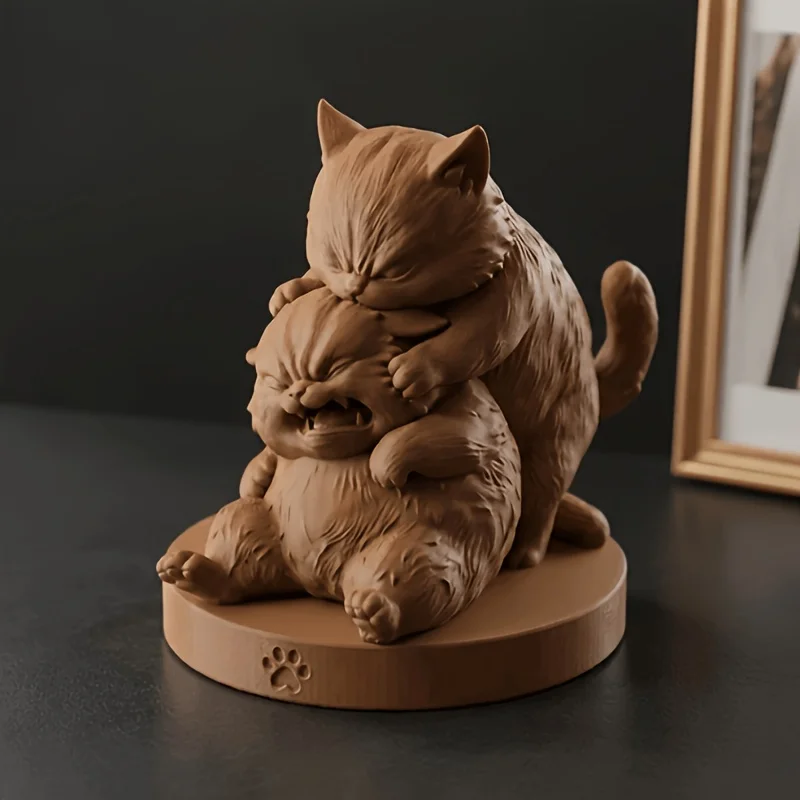 Funny Playful Cat Figurine, 3D Printed Cute Animal Statue, Unique Desktop Decor for Home & Office, Creative Exclusive Gift for C