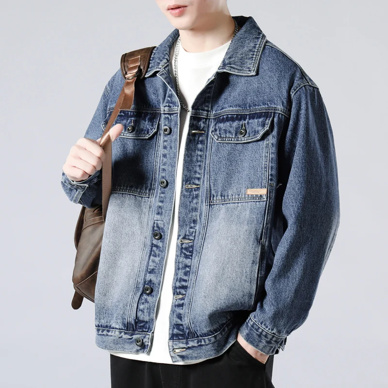 

High Quality Denim Jacket Breathable Comfortable Single Breasted Large Size Roupas Masculinas Lapel Wind-Resistant Men Clothing