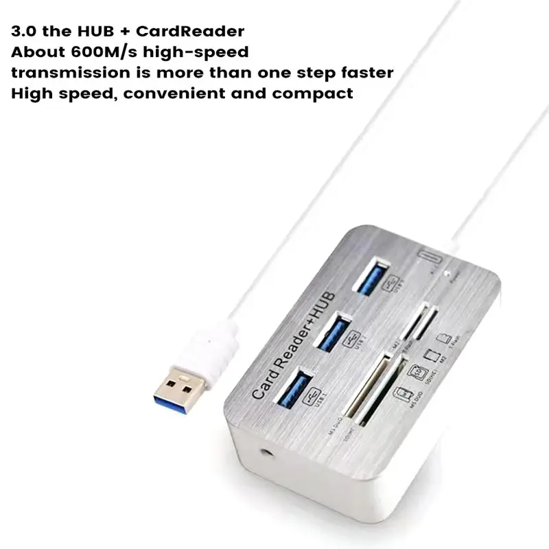 Classic-7In One HUB+4 Ports Expander SD TF MS M2 MMC Memory Card Reader Adapter For U Disk PC Laptop Mouse Keyboard