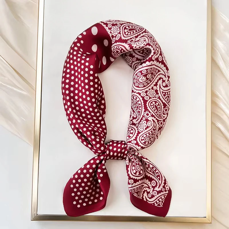 

Luxury Polka Dot Silk Square Scarf Women Hijab Hair Bands Neckerchief Female Satin Shawl Ribbon Headband Fashion Wraps Bandana