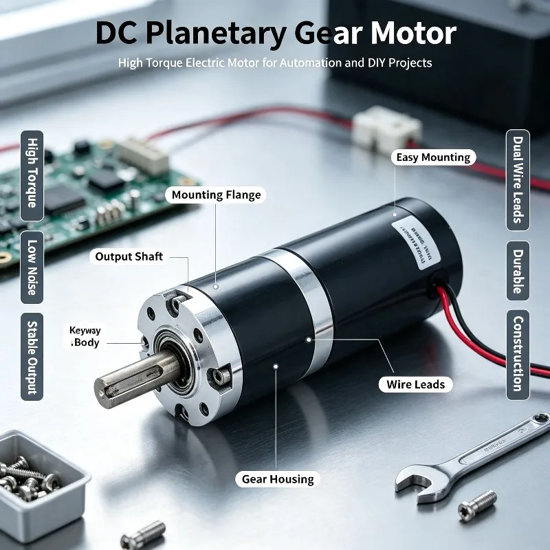 24V DC brushed planetary reduction motor, low-speed high torque gear motor, automation drive component