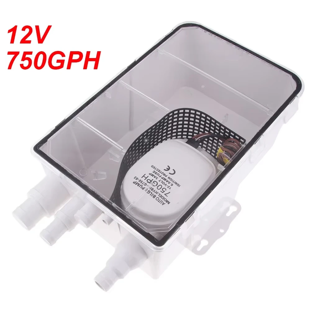 12V dc 750GPH marine/yacht/RV multi port shower sump Bilge Drain Box Automatic Bilge Drain Pump For Marine Yacht Boat RV Caravan