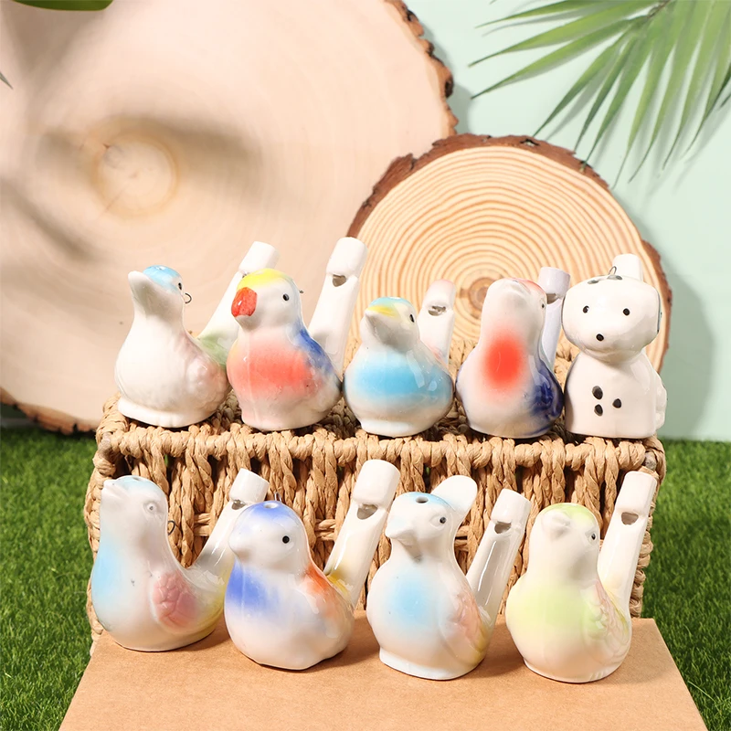 1PC Ceramic Water Bird Whistle With Rope Vintage Funny Musical Toys For Children Gift Educational Early Learning Painting Toy