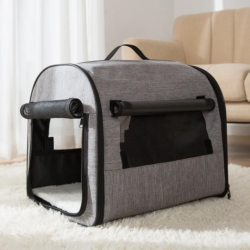 

Collapsible Pop-up Dog Crate Escape-Proof Arch Design Portable Waterproof Cat Cage for Travel Solid Pattern Soft Sided Crate