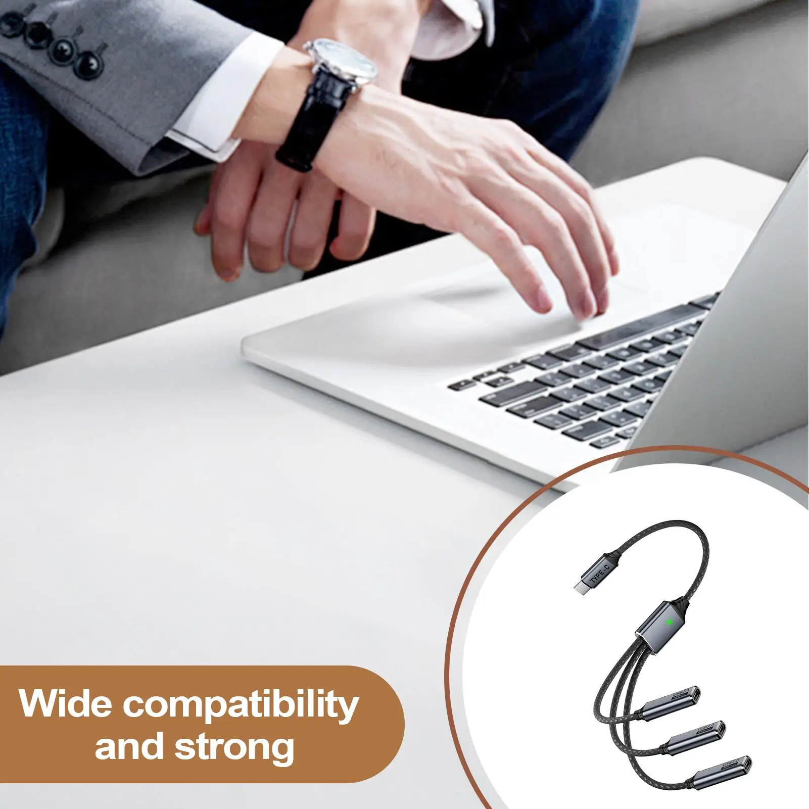 كابل شحن USB متعدد USB/Type-C سلك شاحن متعدد لوازم السيارات للأجهزة رحلة شاحنة العمل المغامرة الداخلية