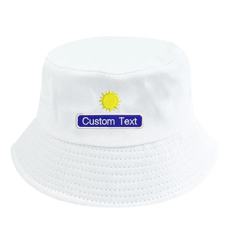 Custom Embroidery Text brodé Sun Men French bob Bucket hats non reversible Cotton Women bob Hat Fisherman