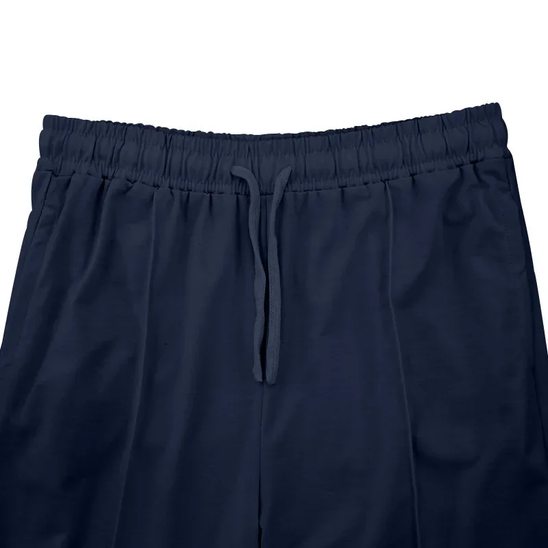 กางเกงลำลองผู้ชายสไตล์ครอส-บอร์เดอร์ รุ่นใหม่ ปี 2025 สำหรับฤดูใบไม้ผลิและฤดูร้อน ทรงหลวม ขาตรง เอวยางยืด จับจีบด้านหน้า กางเกงขายาวทรงสเวตแพนท์