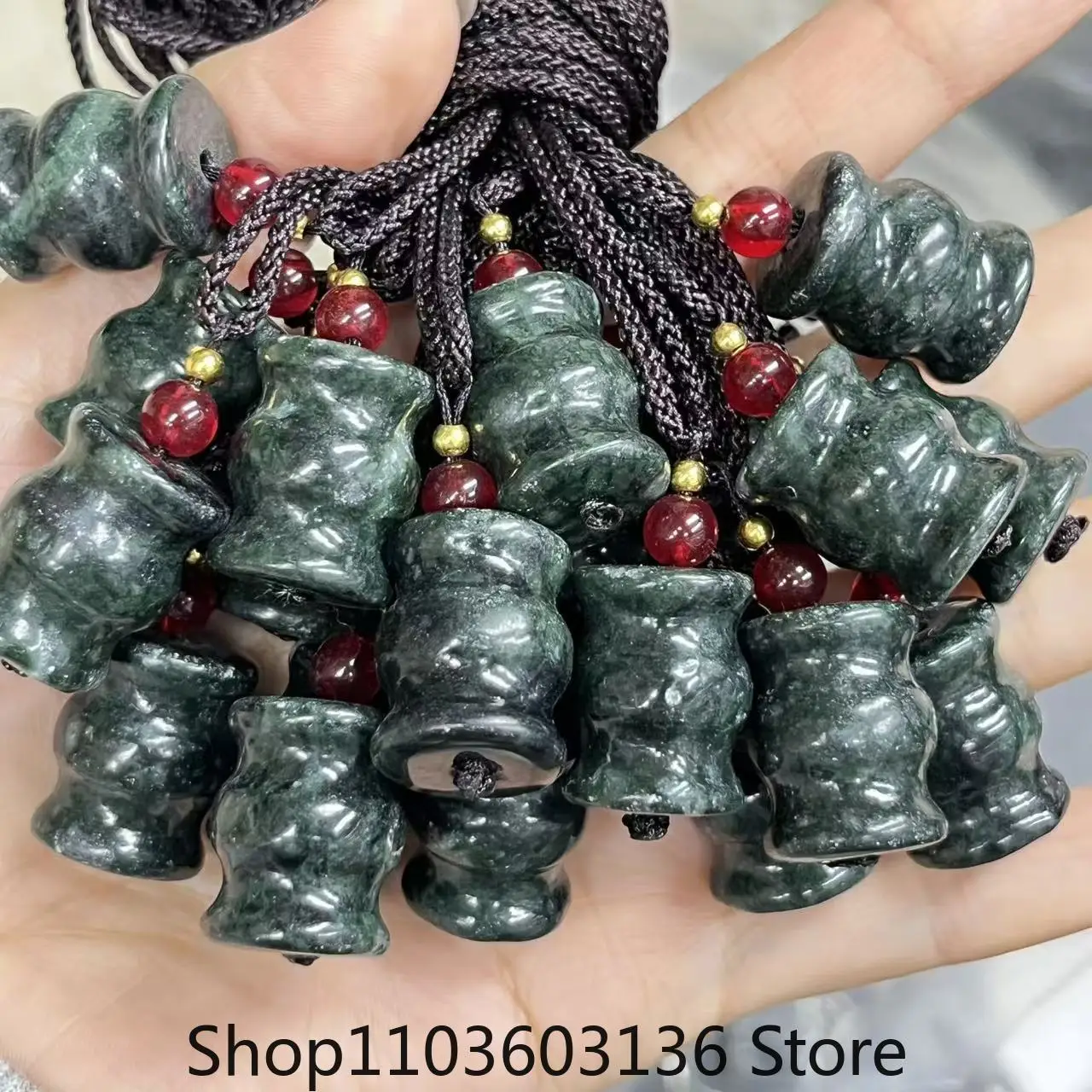 

Natural Medicinal Stone Graphite Green Jade Bamboo Joint Pendant Necklace Pendant High-end Unisex Accessories