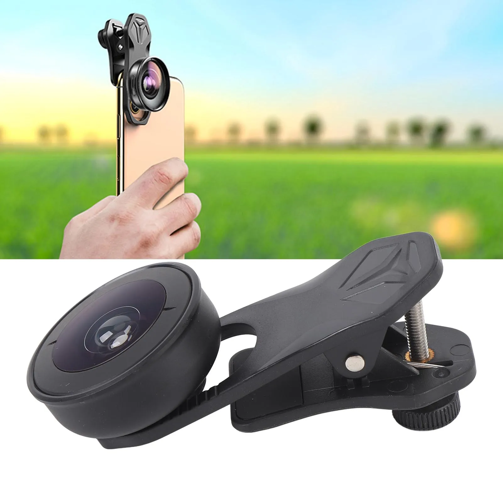 

195 Degree Fisheye Lens Clip On Cell Phone Lens for Dual Lens Single Lens Phone for Galaxy Smartphones Black Phone Fisheye Lens