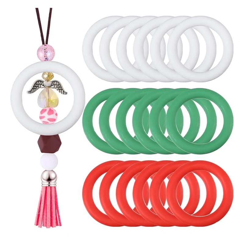 18Pc Silicone Beaded O Rings 65Mm Round Rings With 2 Holes For DIY Keychain Bracelet Necklace Making Christmas Ornaments