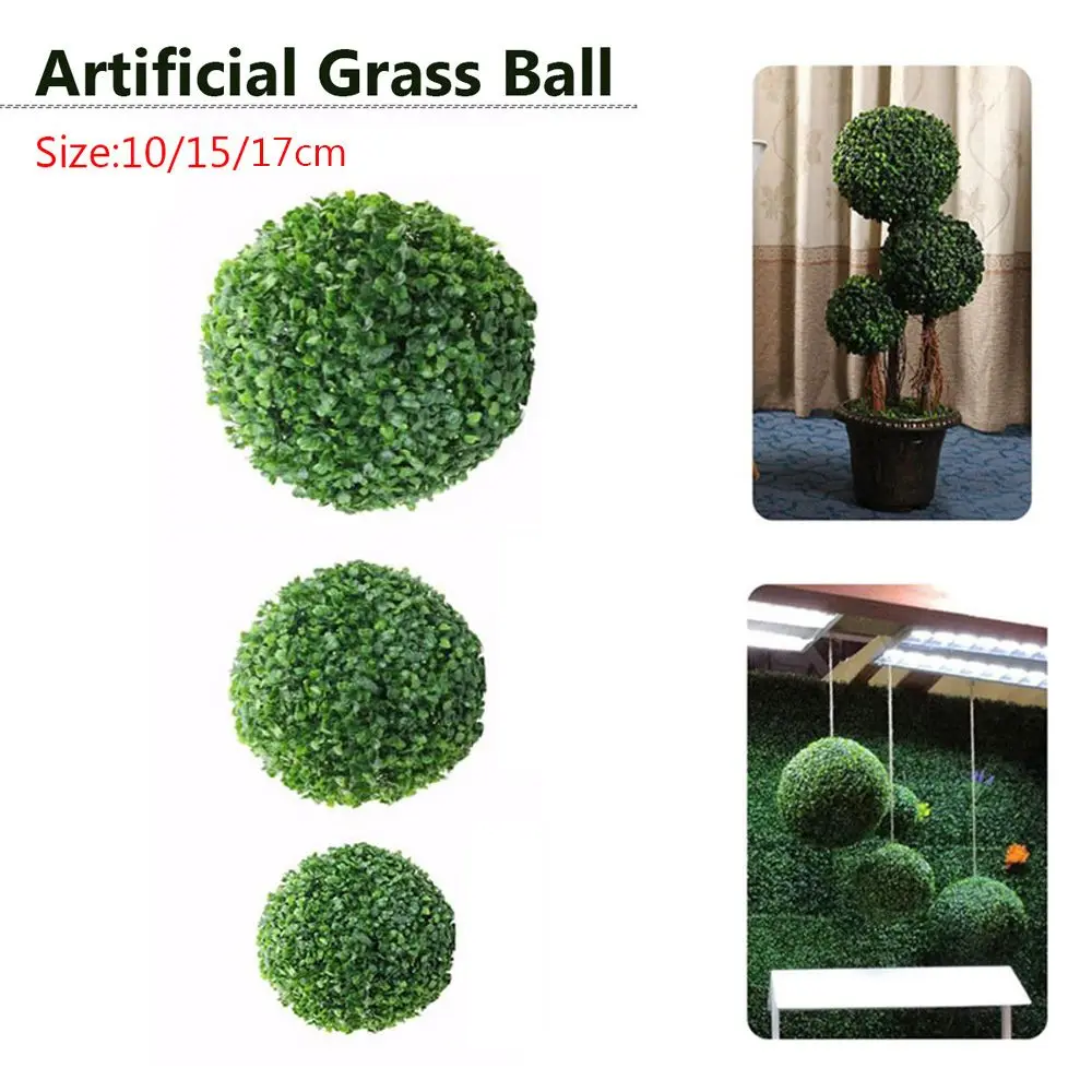 Simulate Leave Ball Artificial Plastic Grass Ball Tree 10/15/20cm Green Plant Ball Garden Wedding event Home Outdoor Decoration