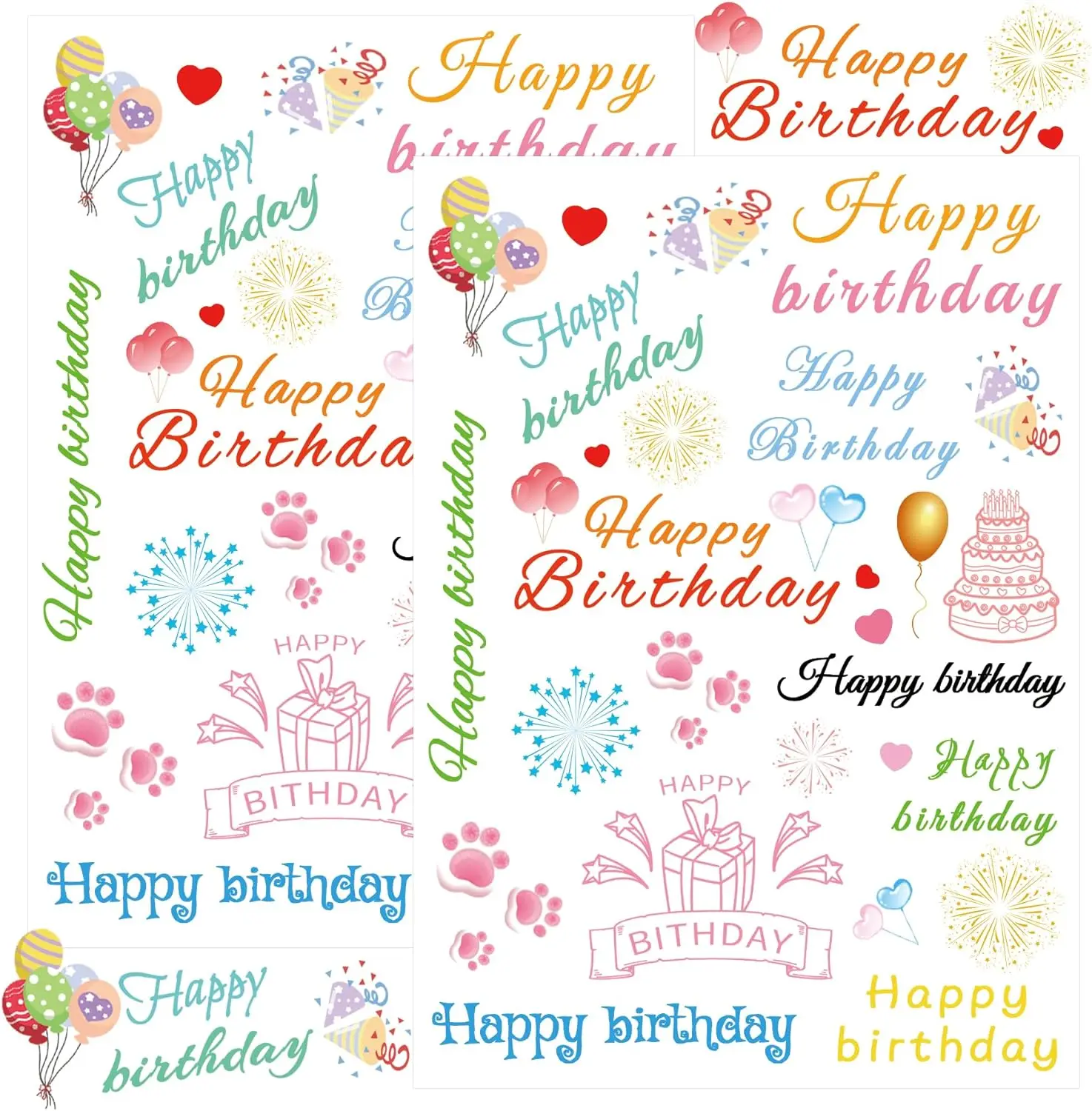 Happy Birthday Rub On Transfer Stickers 5 * 7 inch Celebration Happy Birthday Letter Invitation Stickers 3sheet