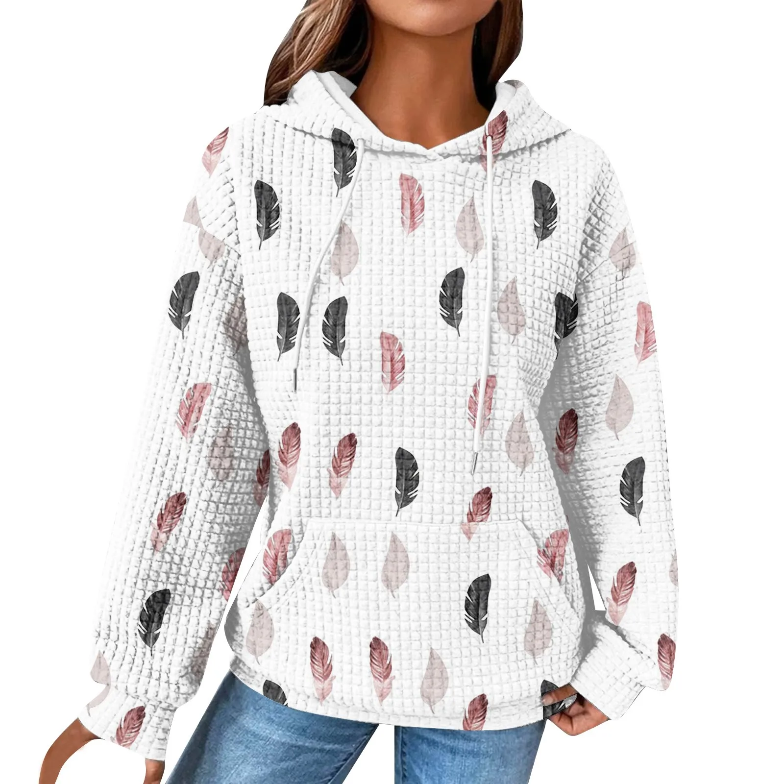 

Women'S Long Sleeve Casual Print Drawstring Hoodie Sweatshirts For Women Vintage Pullover With Pockets Roupas Para Mulheres