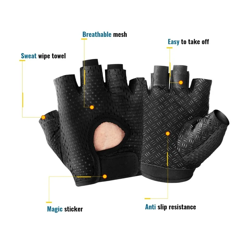 Gym Fitness Gloves For Women, Breathable Half Finger Anti-Slip Gloves For Bicycle Cycling Weight Lifting Yoga