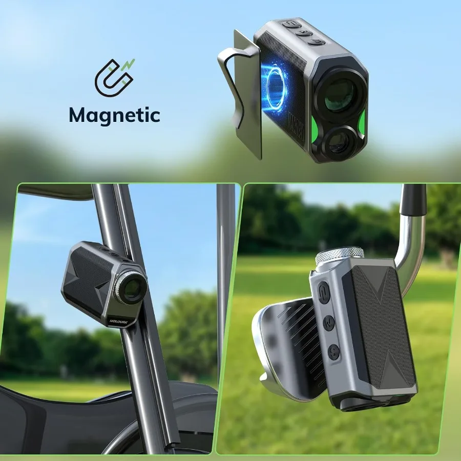 Mini telêmetro de golfe de alta precisão com recurso de travamento de bandeira de inclinação Ampliação 6X Design recarregável de alcance de 1000 jardas