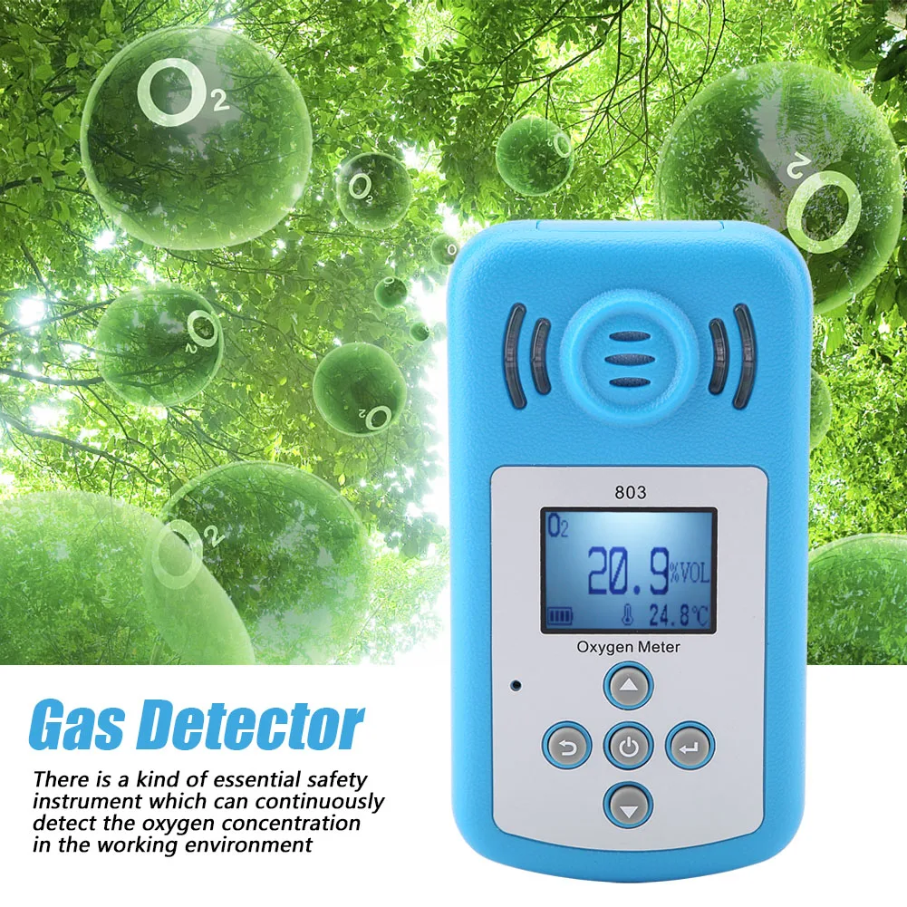 803 Oxygen Gas Detector 803 Blue Digital Display Oxygen Gas Leak Detector 10~+50℃ Gas Leak Detector Oxygen Gas Detector