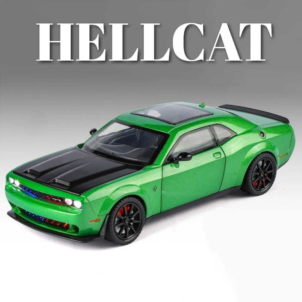 Scala 1:24 Hellcat Modello di auto sportiva Giocattolo Assorbimento degli urti Tirare indietro Porte aperte Modelli di supercar Giocattoli interattivi per bambini